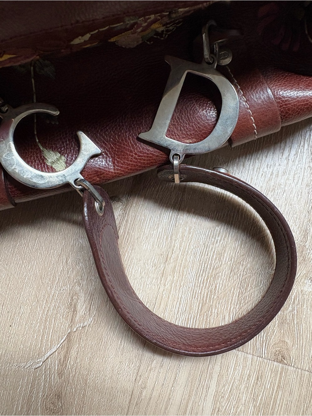 Leather Dior Vintage Handbag Stitch Floral Design - Picture 5 of 8